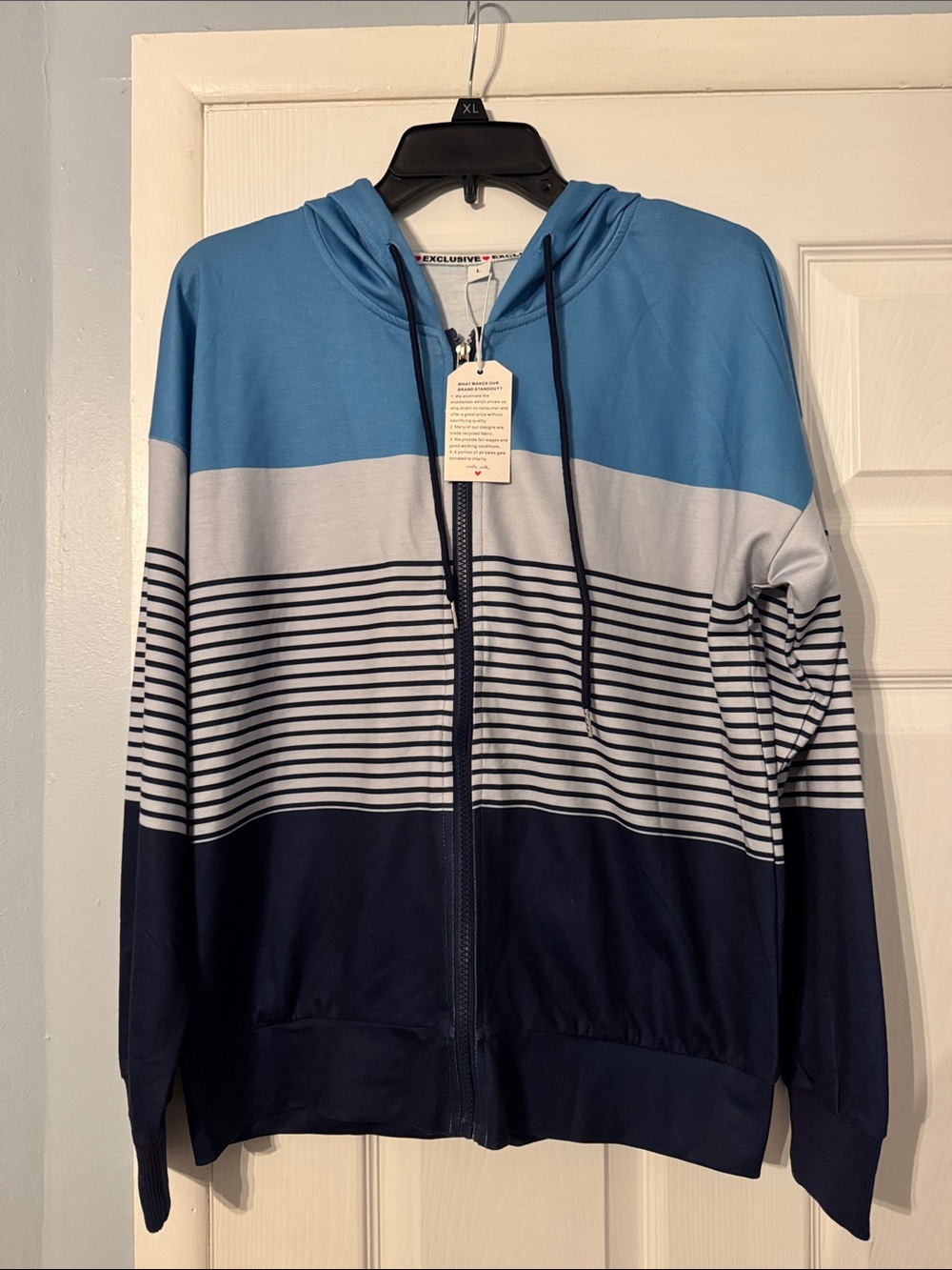Striped Blue Zip-Up Hoodie